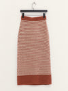 SWAYING 25 Fall/Winter Collection: Thick-stripe straight-cut midi skirt SW-SW25AW3B10C1S2-LZ (Chestnut Brown)